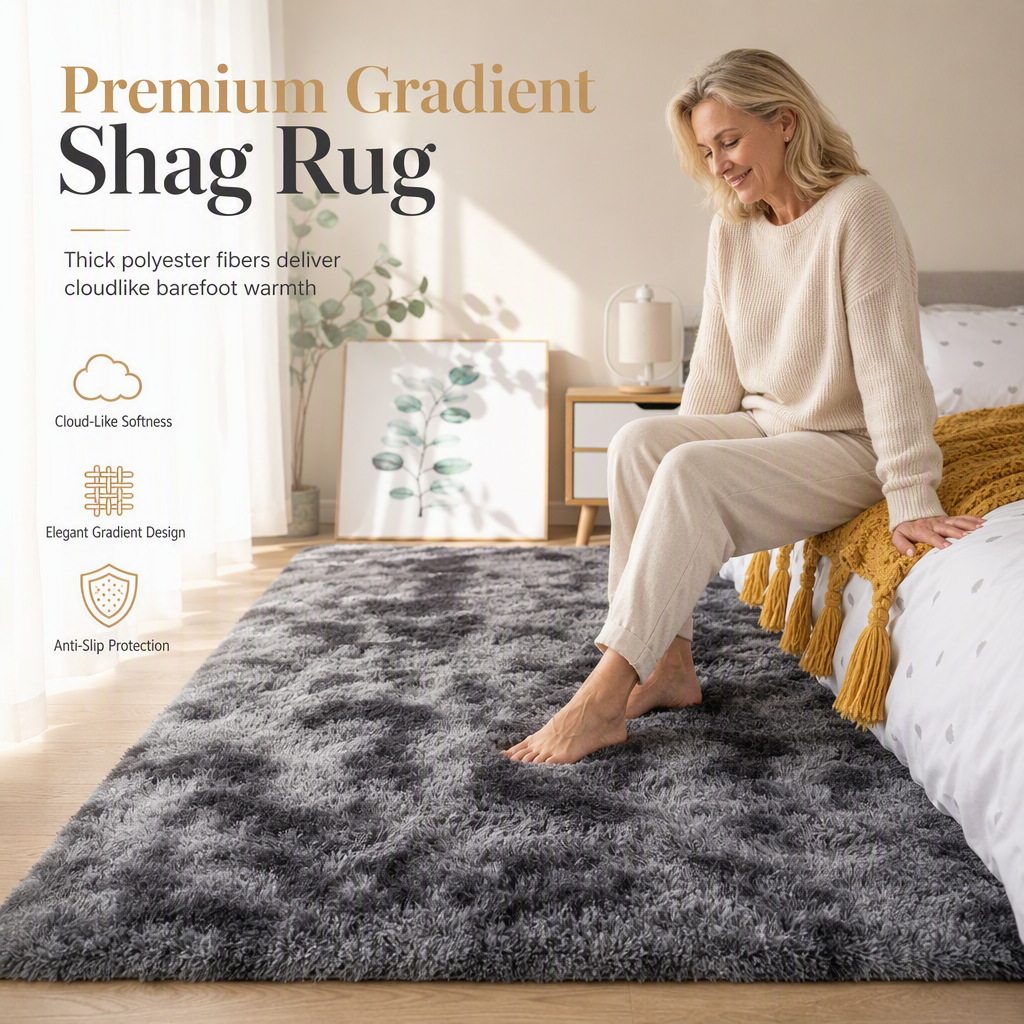 🛋️ 50 % RABATT! ✨ Tettvevd, mykt og loddent teppe – førsteklasses tie-dye-design med fargeovergang, termisk polstring og sklisikker bakside – koselig komfort til alle rom 🏠