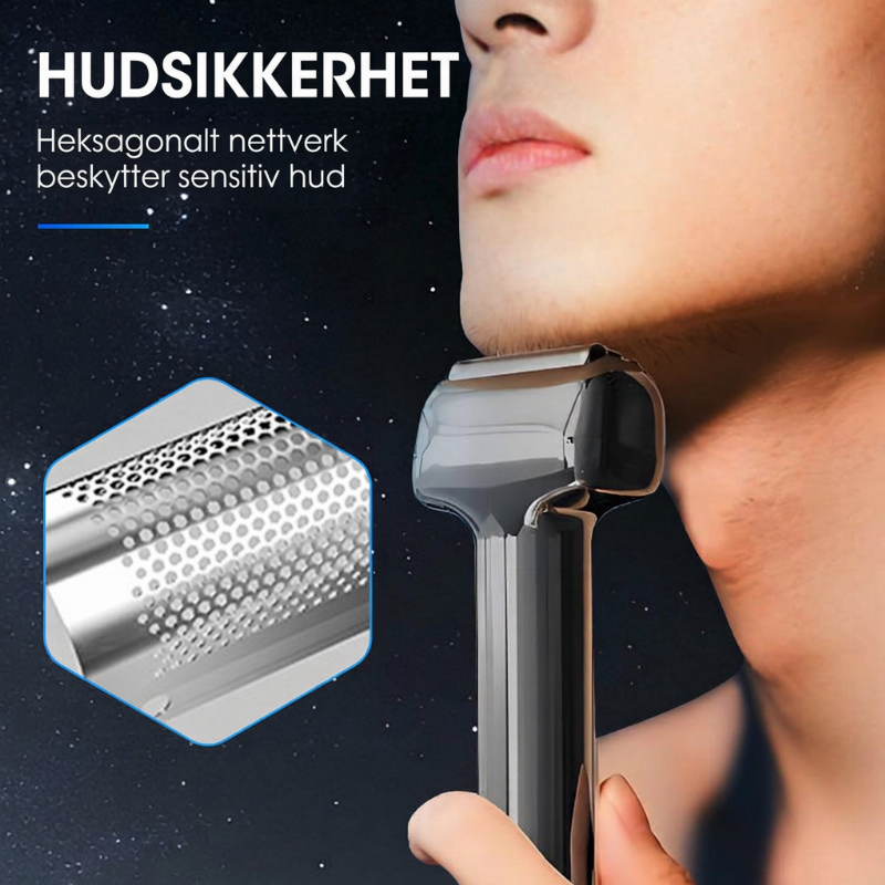 ⚡Oppladbar elektrisk barbermaskin for menn med folie – Effektiv og grundig barbering, trådløs og bærbar barbermaskin for våt og tørr barbering til daglig pleie