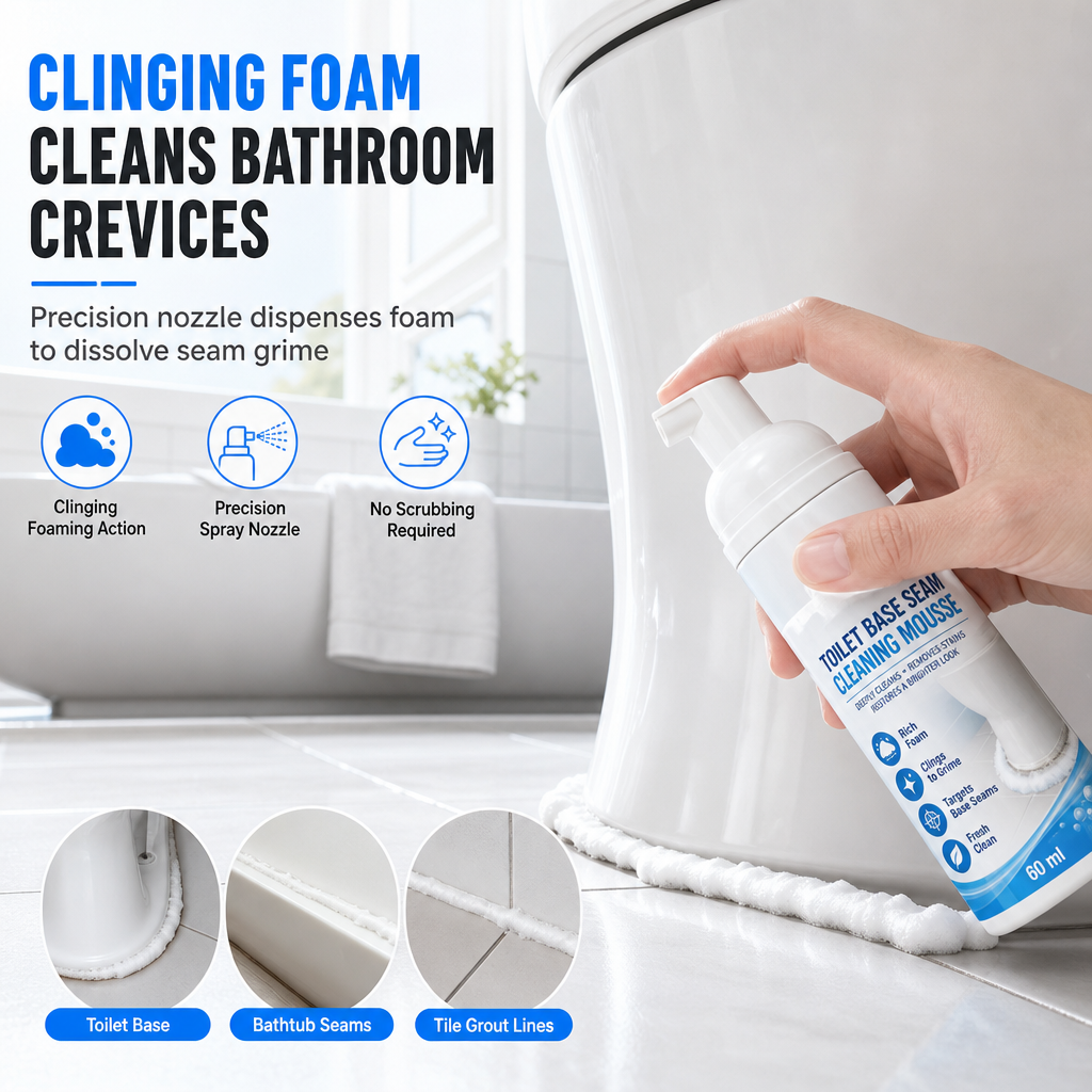 🚿 50 % RABATT NÅ! ✨ Rengjøringsmousse for toalettfuger – skum som fester seg, løser opp smuss i sprekker og gir glans – perfekt til badet 🧼