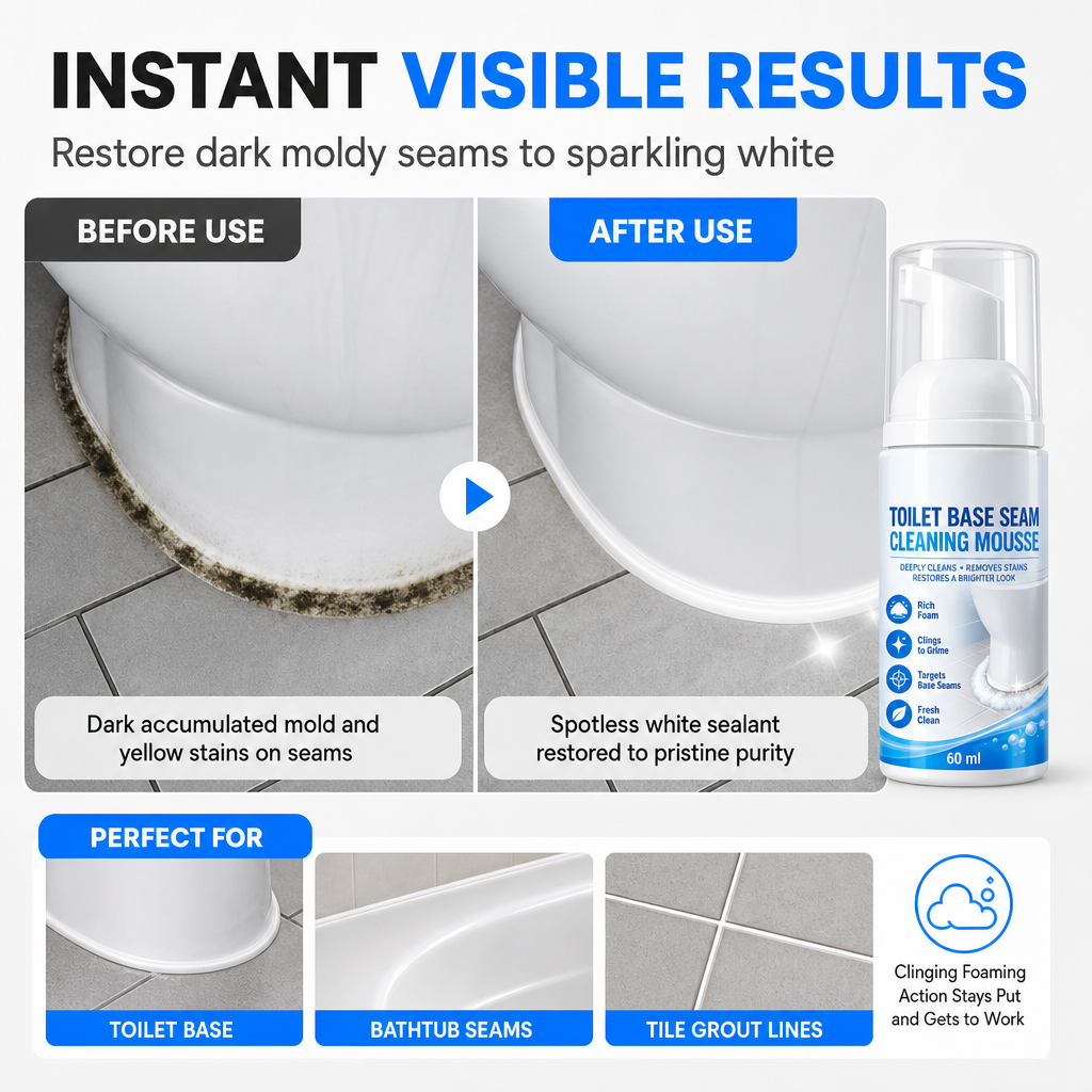 🚿 50 % RABATT NÅ! ✨ Rengjøringsmousse for toalettfuger – skum som fester seg, løser opp smuss i sprekker og gir glans – perfekt til badet 🧼