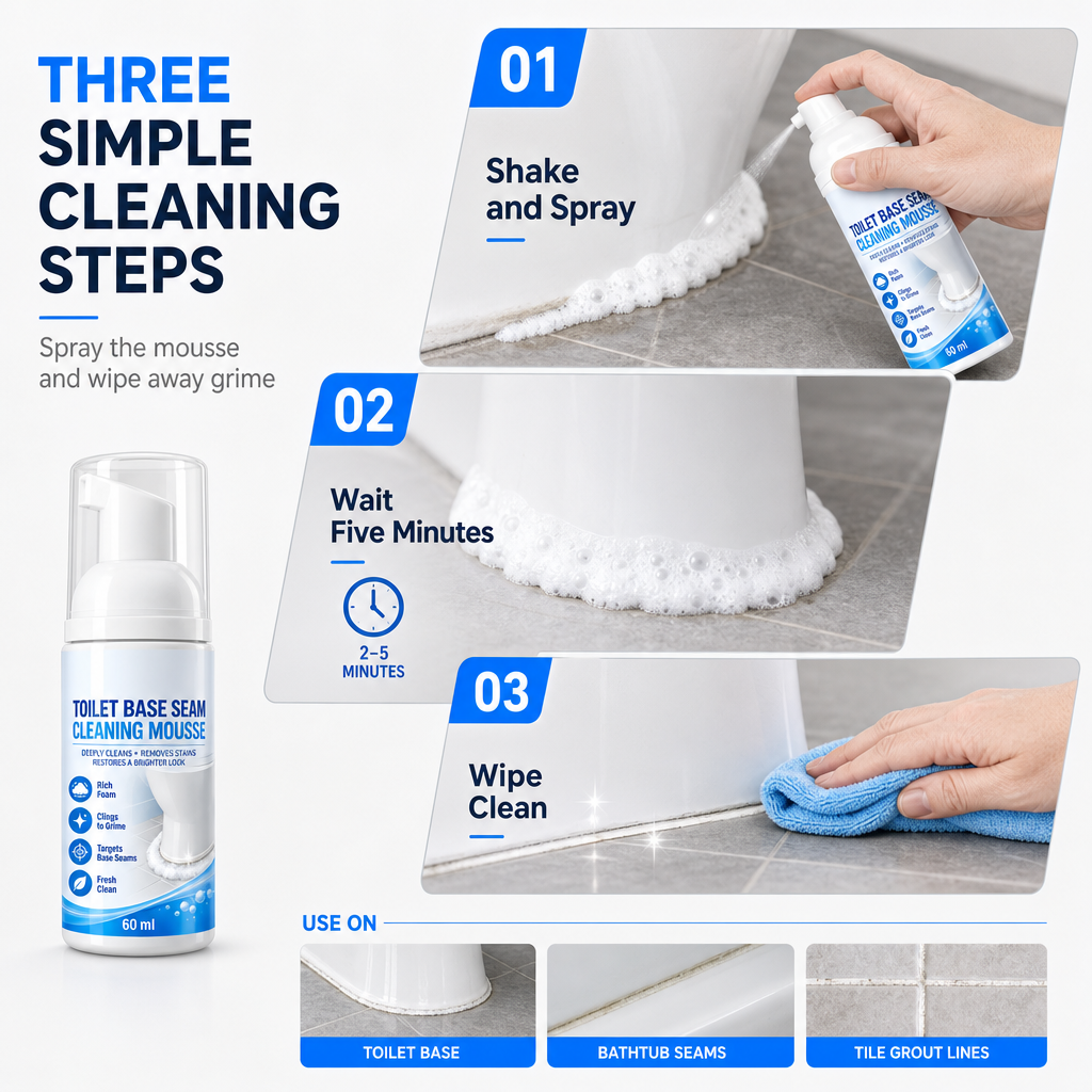 🚿 50 % RABATT NÅ! ✨ Rengjøringsmousse for toalettfuger – skum som fester seg, løser opp smuss i sprekker og gir glans – perfekt til badet 🧼