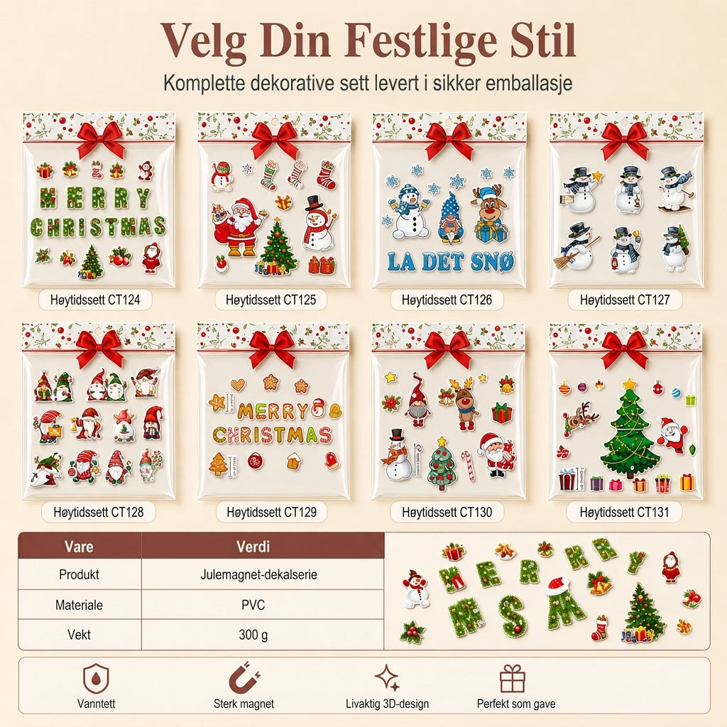 Juletegneserie kjøleskapsmagneler