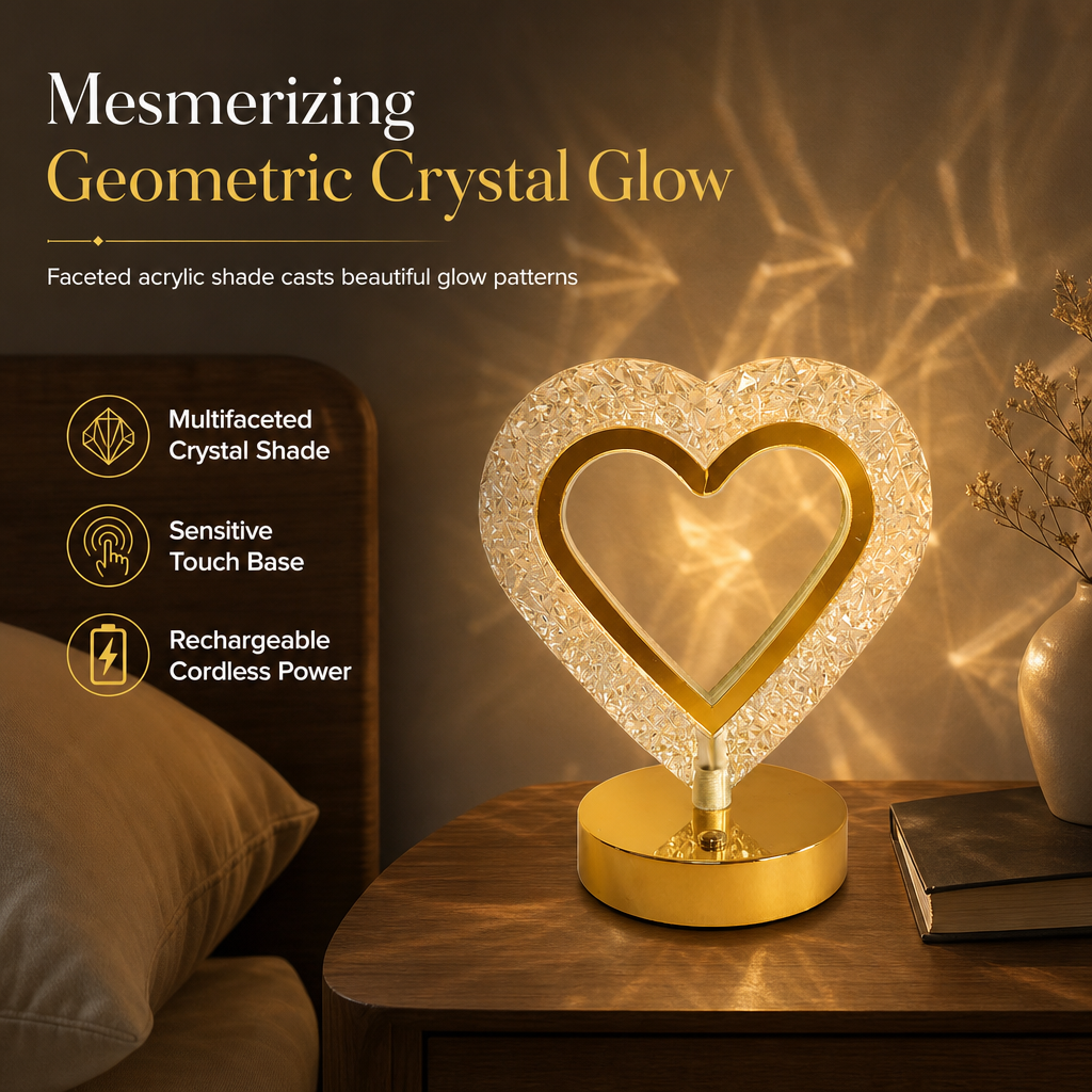 💎 Få 50 % rabatt nå! 🔮 Nattlampe i geometrisk krystallform – berøringsstyring, 3D-lysreflekser, oppladbar – stemningsbelysning til soverommet 🌙
