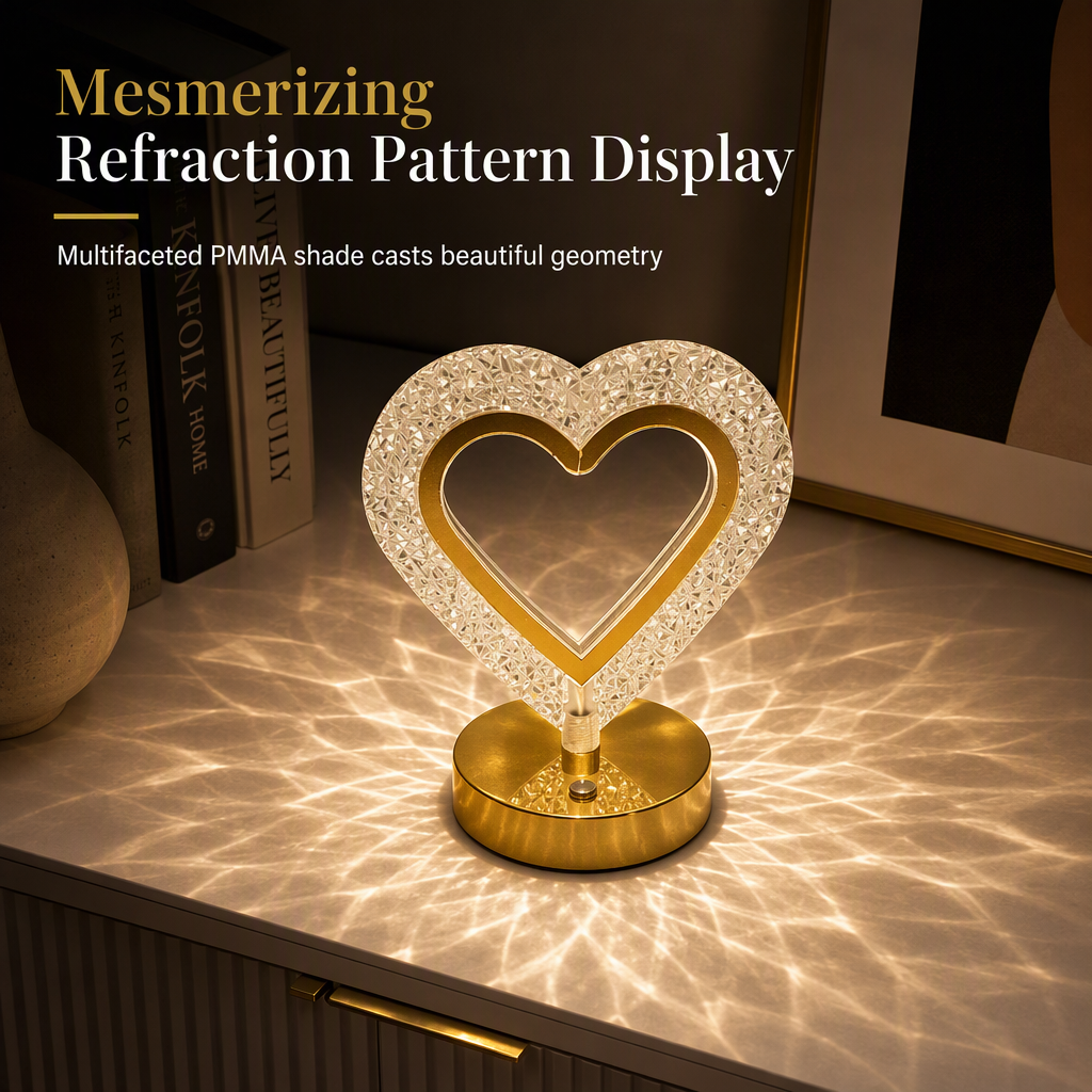 💎 Få 50 % rabatt nå! 🔮 Nattlampe i geometrisk krystallform – berøringsstyring, 3D-lysreflekser, oppladbar – stemningsbelysning til soverommet 🌙