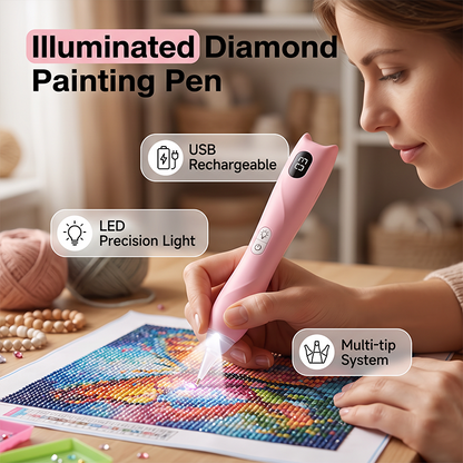 Oppladbar LED-penn til diamantmaling med USB-kabel for DIY-håndverk