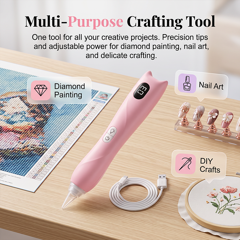 Oppladbar LED-penn til diamantmaling med USB-kabel for DIY-håndverk