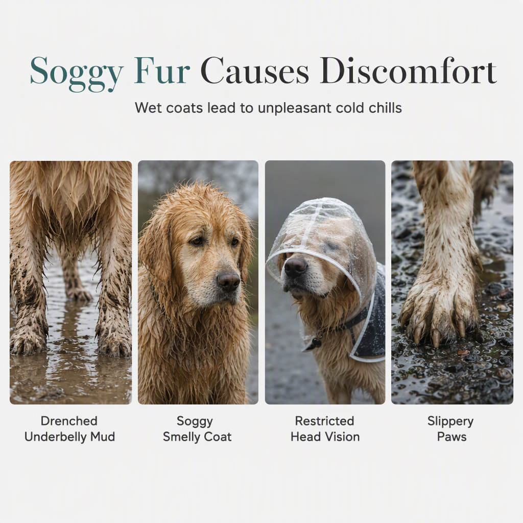 🐕 Gjennomsiktig vanntett regnjakke for hund – hold hunden tørr og synlig på regnværsturer 🌧️
