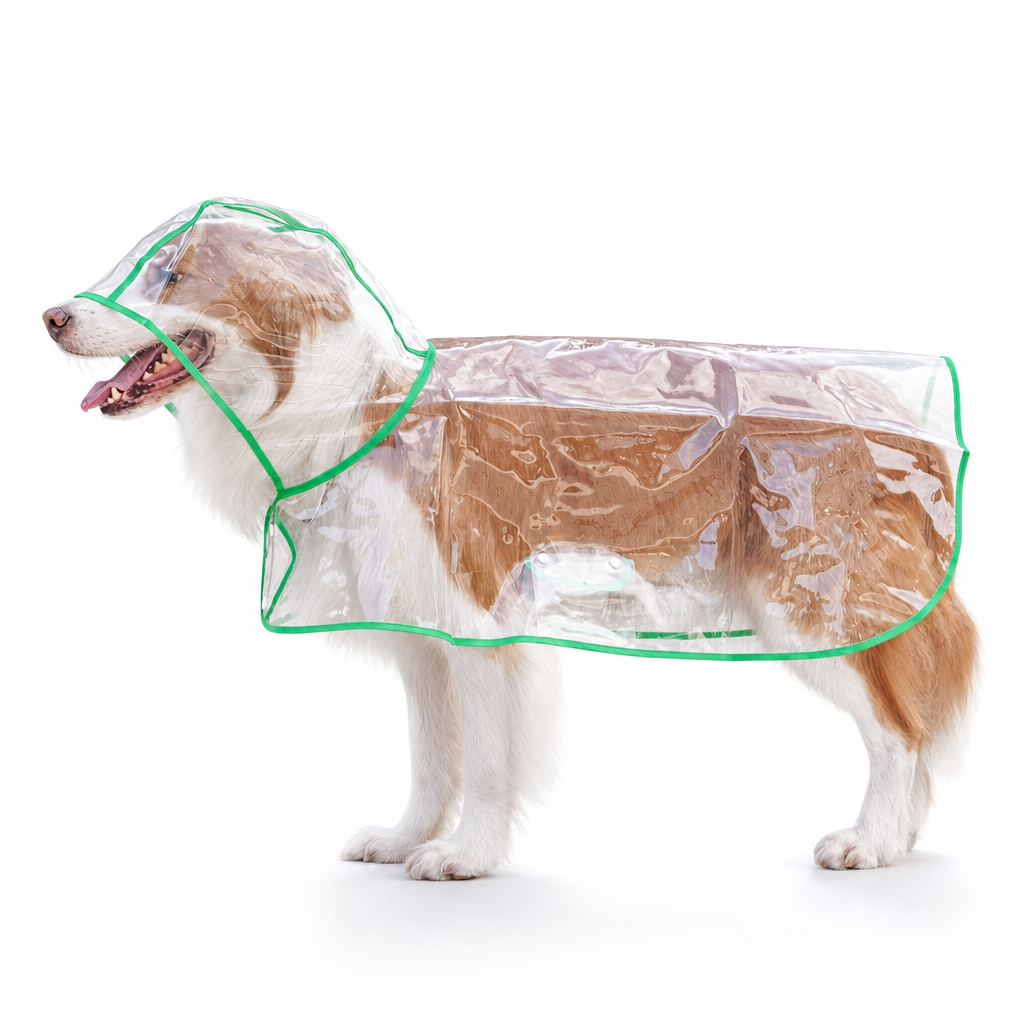 🐕 Gjennomsiktig vanntett regnjakke for hund – hold hunden tørr og synlig på regnværsturer 🌧️
