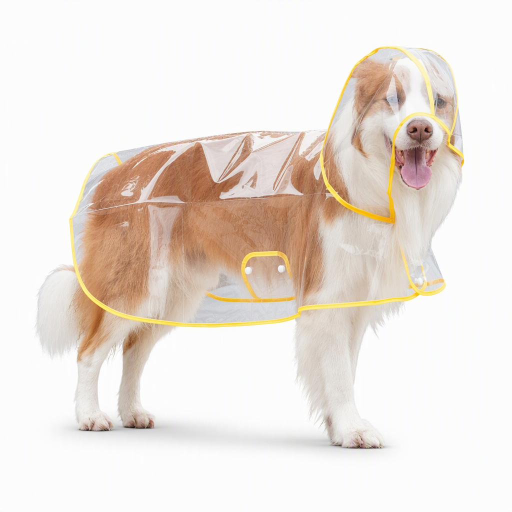 🐕 Gjennomsiktig vanntett regnjakke for hund – hold hunden tørr og synlig på regnværsturer 🌧️