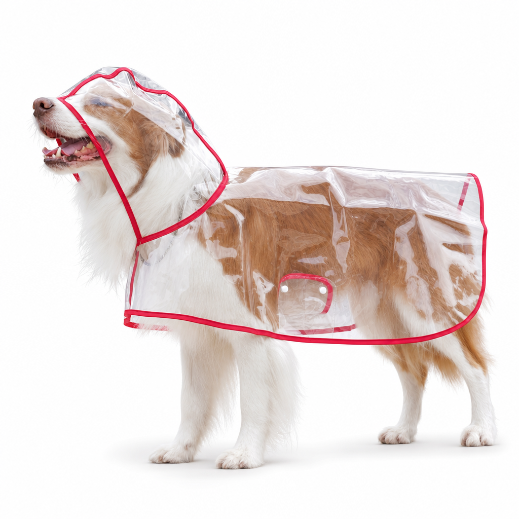 🐕 Gjennomsiktig vanntett regnjakke for hund – hold hunden tørr og synlig på regnværsturer 🌧️