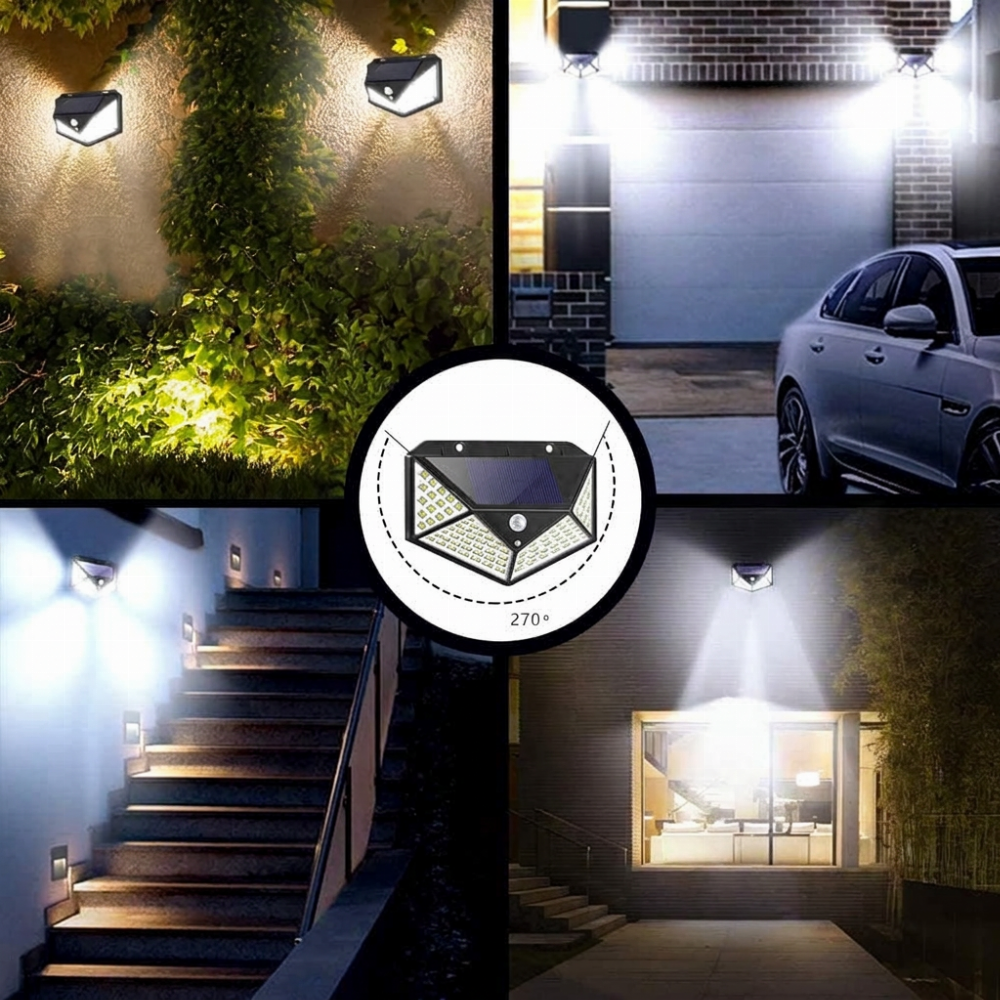 🔥 NÅ: 50 % RABATT I EN BEGRENSET PERIODE – Solcelledrevet vegglampe med bevegelsessensor – 140 supersterke LED-lys – IP65 vanntett – Enkel installasjon 🌞✨🛡️