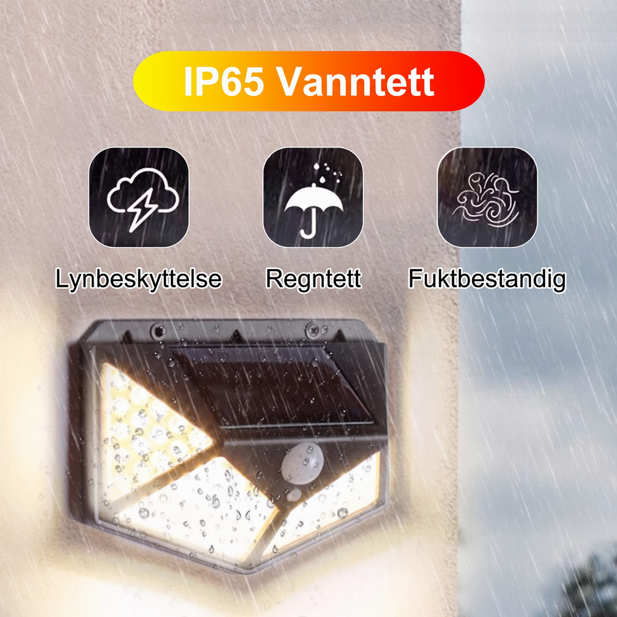 🔥 NÅ: 50 % RABATT I EN BEGRENSET PERIODE – Solcelledrevet vegglampe med bevegelsessensor – 140 supersterke LED-lys – IP65 vanntett – Enkel installasjon 🌞✨🛡️