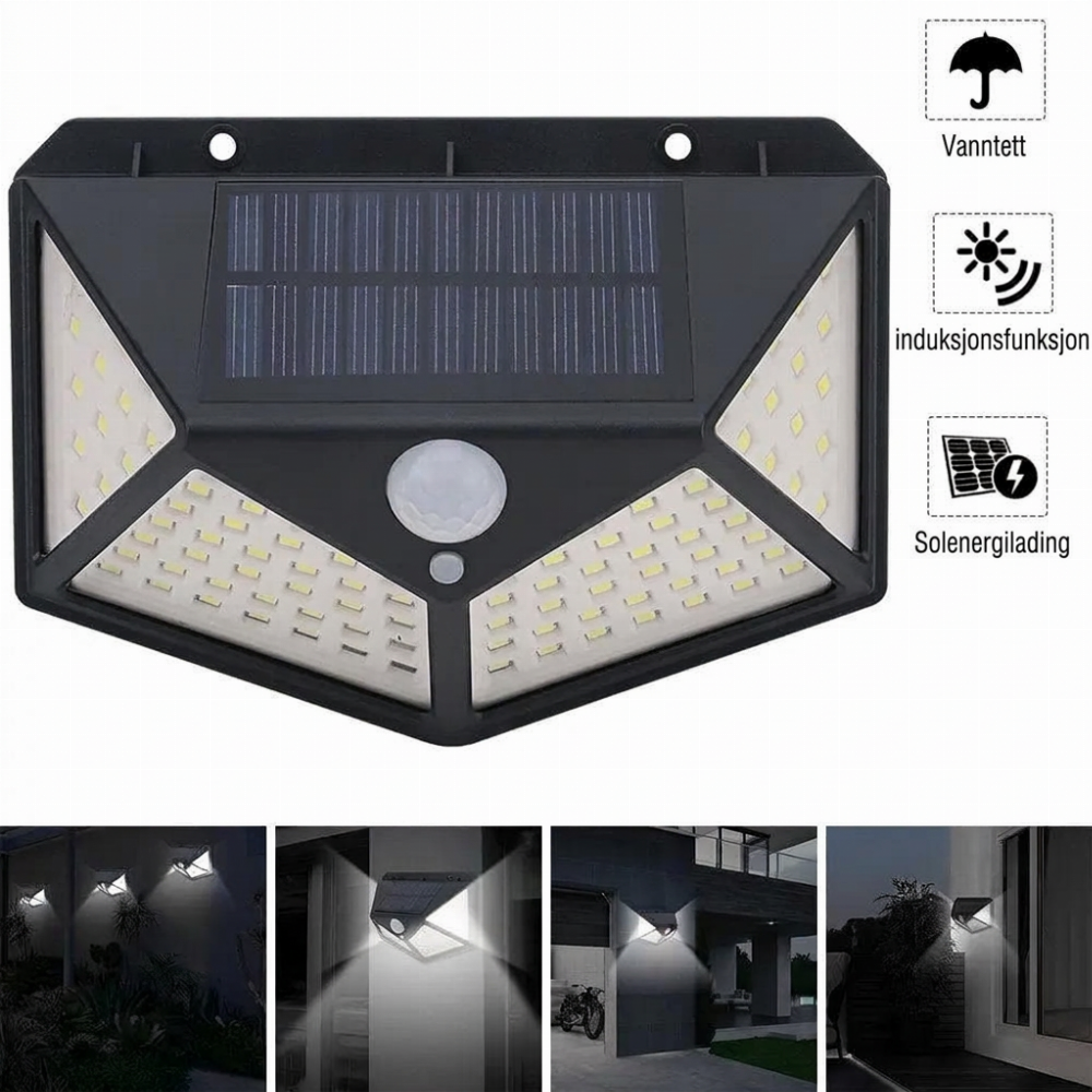 🔥 NÅ: 50 % RABATT I EN BEGRENSET PERIODE – Solcelledrevet vegglampe med bevegelsessensor – 140 supersterke LED-lys – IP65 vanntett – Enkel installasjon 🌞✨🛡️