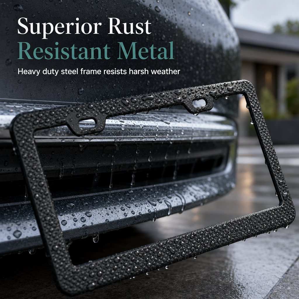 Nummerplateramme i rustfritt stål med rhinestones