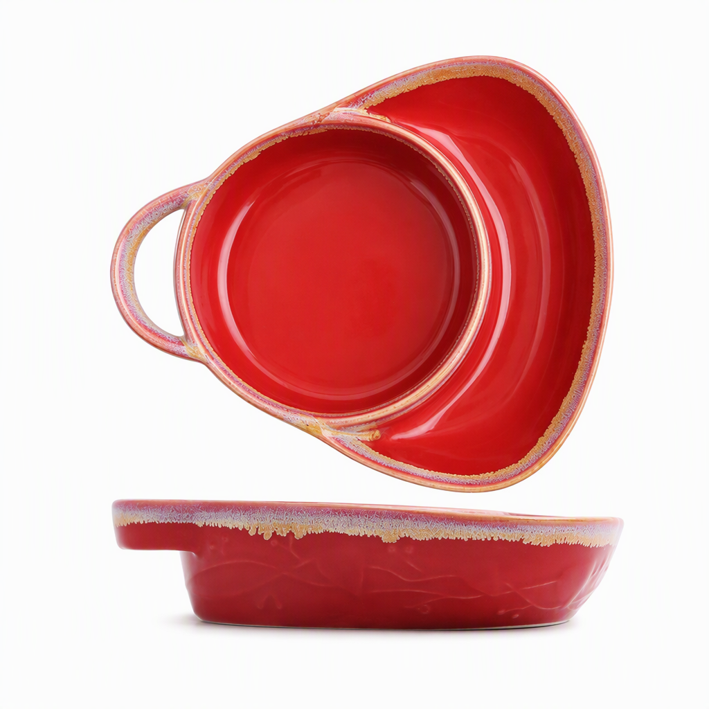 🍳Retro keramisk bakebolle med skillevegger og ett håndtak