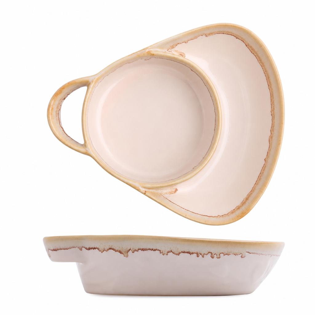 🍳Retro keramisk bakebolle med skillevegger og ett håndtak