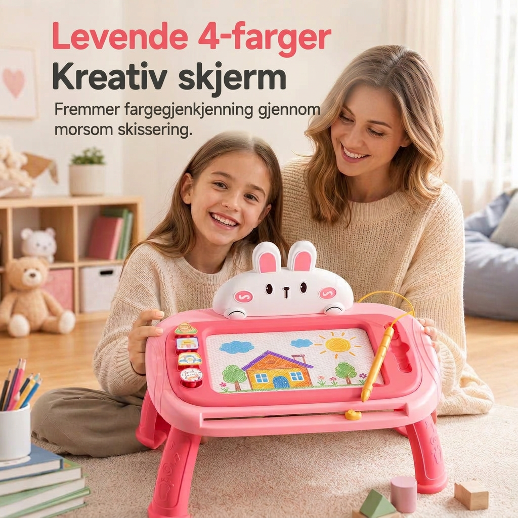 ⏳Kun for en kort tid – 50% RABATT ⏰🎨 Magnetisk tegnebrett for barn – fargerik, tørrbart tegnebrett med penn og 4 stempler