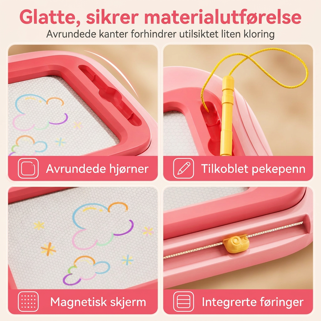 ⏳Kun for en kort tid – 50% RABATT ⏰🎨 Magnetisk tegnebrett for barn – fargerik, tørrbart tegnebrett med penn og 4 stempler