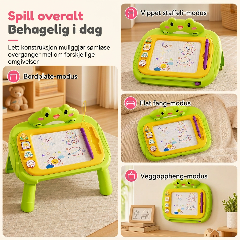 ⏳Kun for en kort tid – 50% RABATT ⏰🎨 Magnetisk tegnebrett for barn – fargerik, tørrbart tegnebrett med penn og 4 stempler