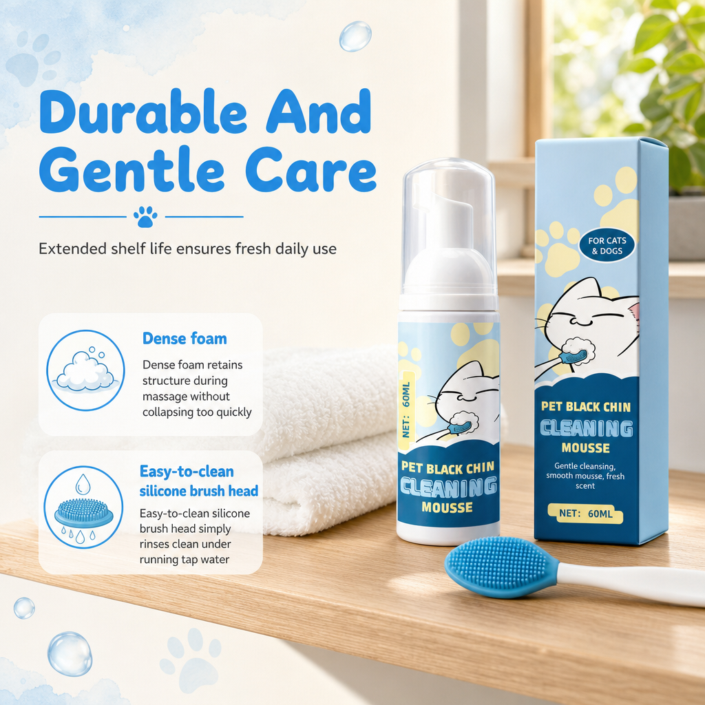 Gentle Pet Black Chin rensemousse for katter og hunder – trygge ingredienser og enkel å bruke