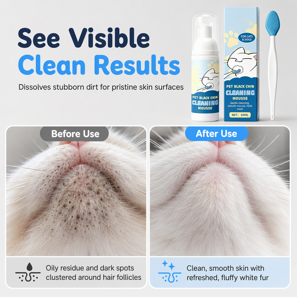 Gentle Pet Black Chin rensemousse for katter og hunder – trygge ingredienser og enkel å bruke