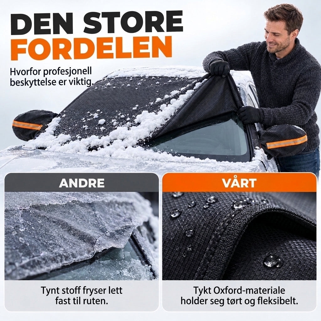 Helårs frontrutedeksel til bil mot snø, frost og sol