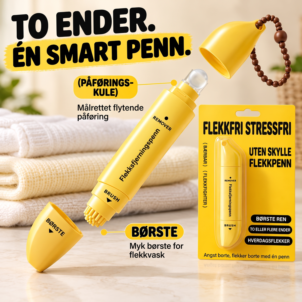 ⏰🔥Kjøp 1 få 1 gratis-BEGRENSET TID: bare 92.99kr!💧Bærbar flekkfjernerpenne med to hoder