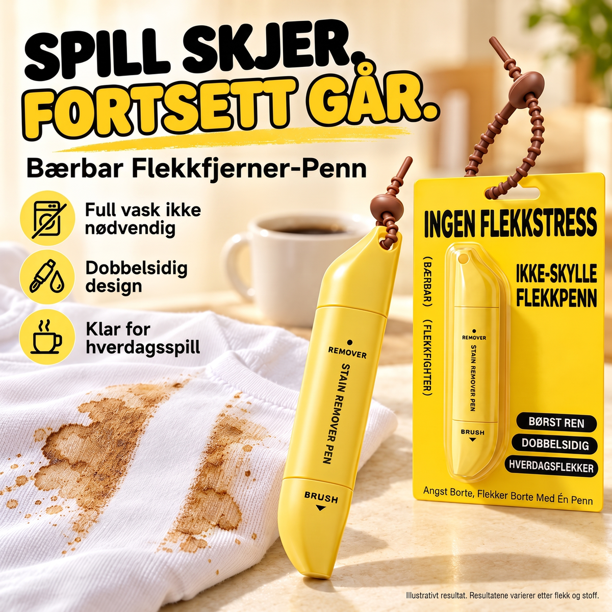 ⏰🔥Kjøp 1 få 1 gratis-BEGRENSET TID: bare 92.99kr!💧Bærbar flekkfjernerpenne med to hoder