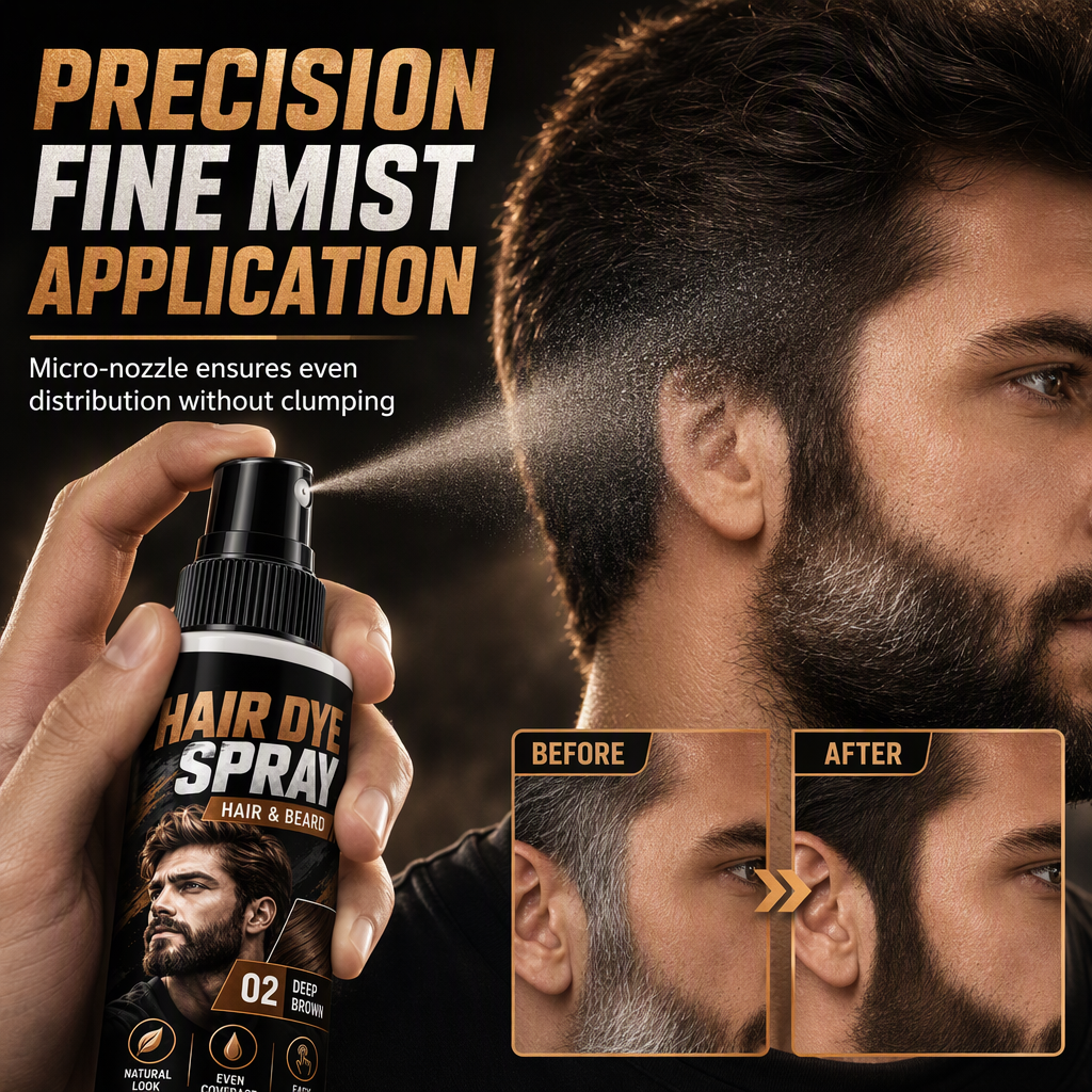 Hår- og skjeggfargespray for menn
