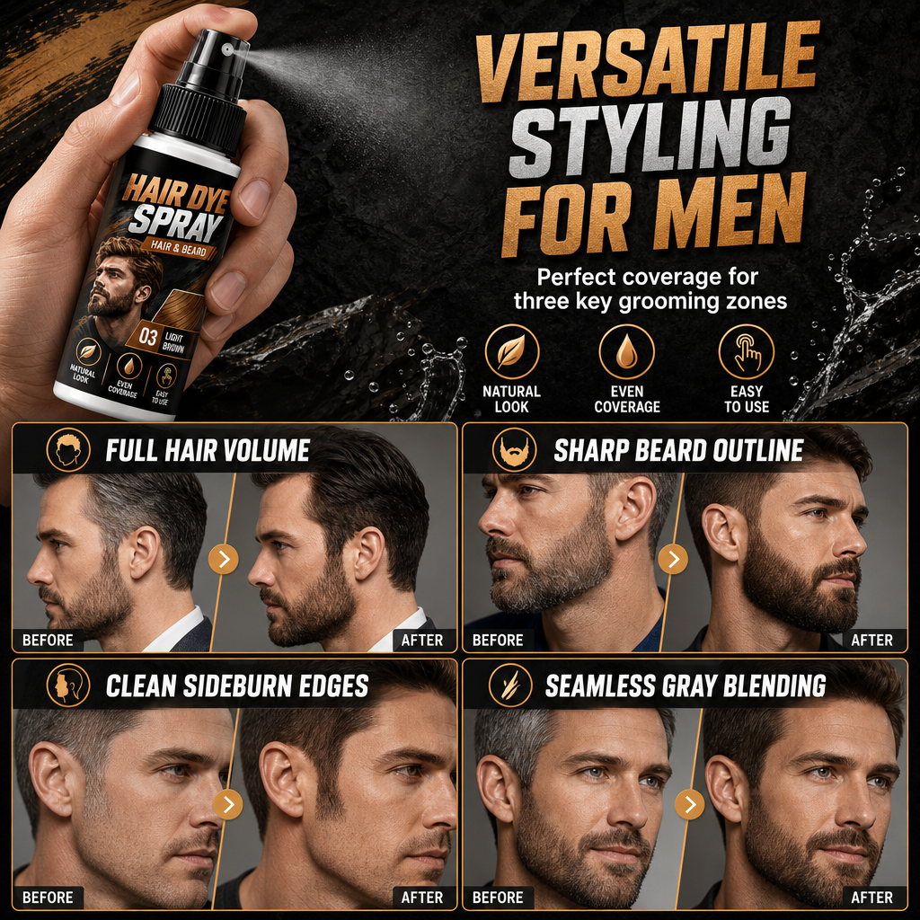 Hår- og skjeggfargespray for menn