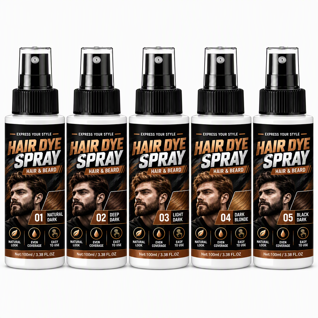 Hår- og skjeggfargespray for menn