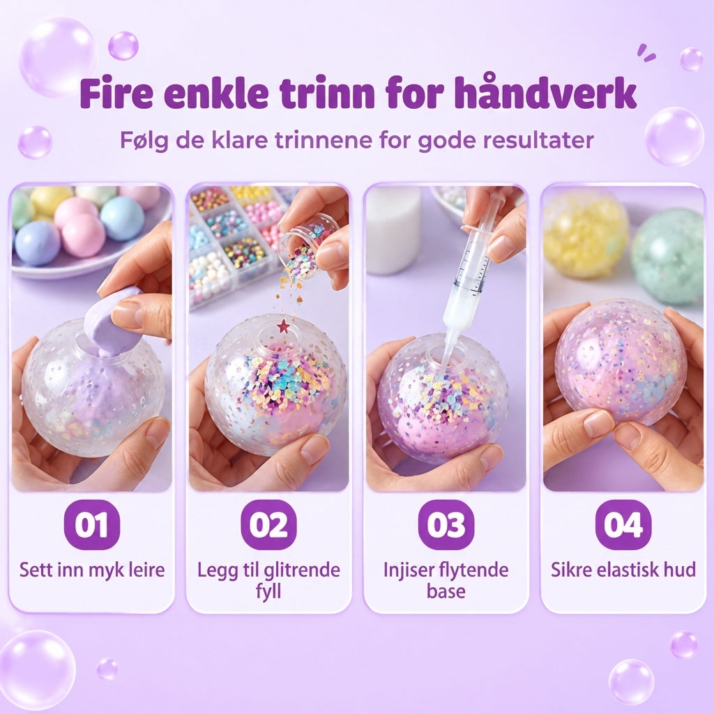 📢📢50%🎨 Lag din egen klemball – fargerik leire, glitrende fyll, slitesterk og lekkasjesikker. Kreativ DIY-moro! ✨🤲