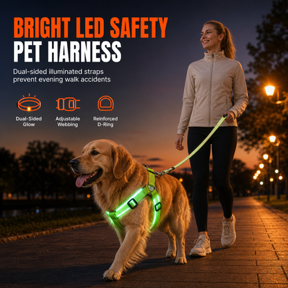 🐕 50 % RABATT! 💡 LED-hundesele – Selvlysende, blinkende og justerbar passform ✨
