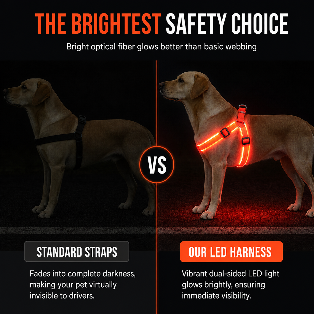 🐕 50 % RABATT! 💡 LED-hundesele – Selvlysende, blinkende og justerbar passform ✨