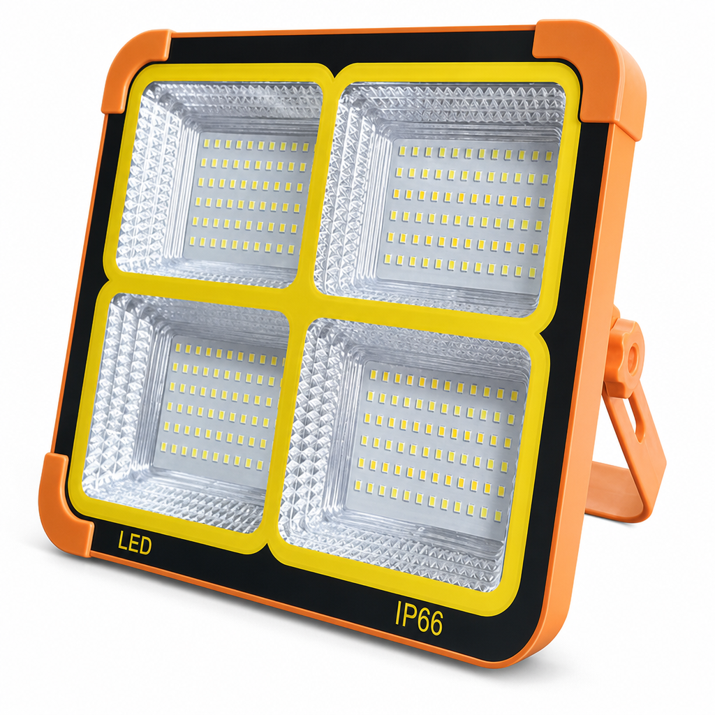Bærbar nødlampe med solcelle og utendørs camping-flomlys med USB-lading for mobiltelefoner