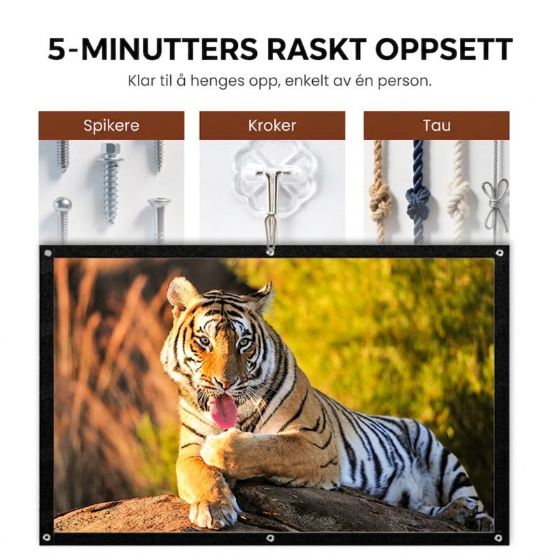 📺 50 % RABATT NÅ! ✨ HD-projeksjonslerret – 120 tommer diagonalt med matt hvit overflate for en krystallklar hjemmekinoopplevelse 🎬🌟