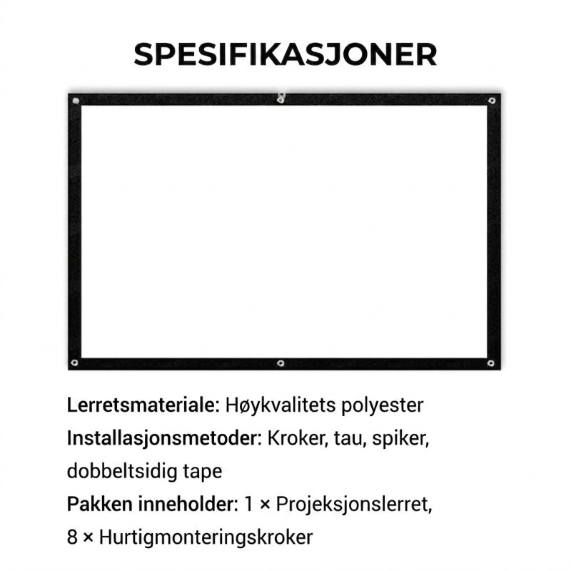📺 50 % RABATT NÅ! ✨ HD-projeksjonslerret – 120 tommer diagonalt med matt hvit overflate for en krystallklar hjemmekinoopplevelse 🎬🌟
