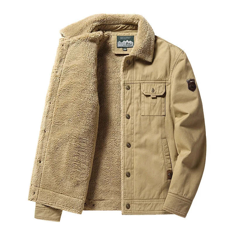 Fleece tykk, uformell termisk jakke for menn