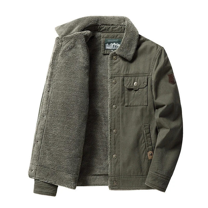 Fleece tykk, uformell termisk jakke for menn