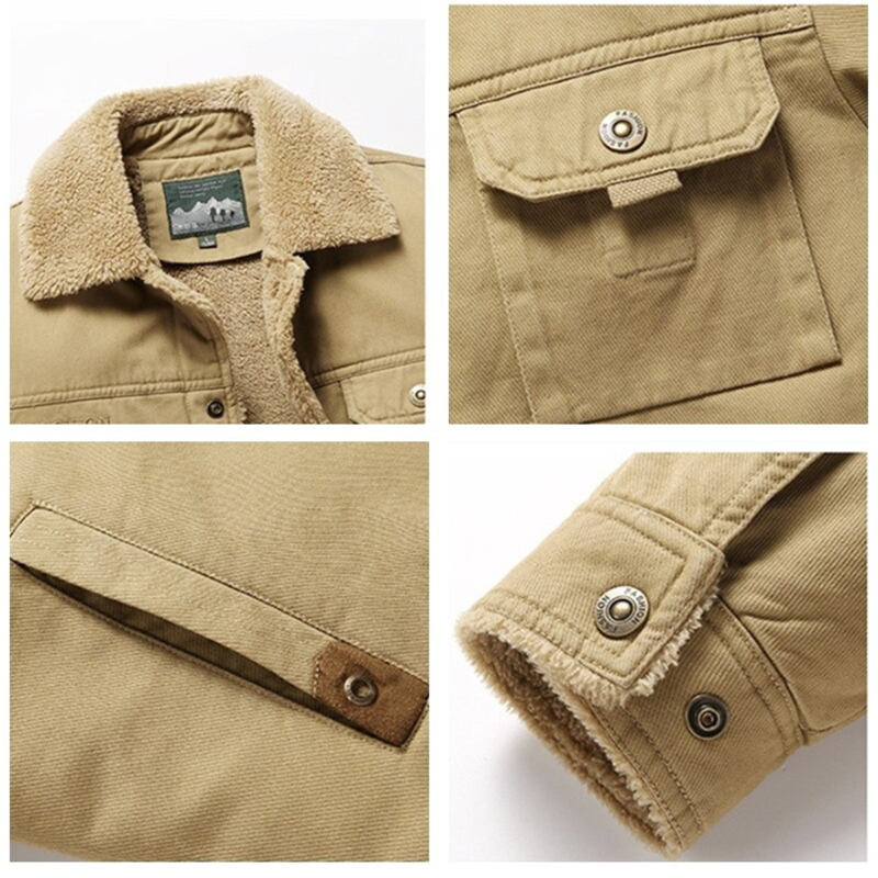 Fleece tykk, uformell termisk jakke for menn