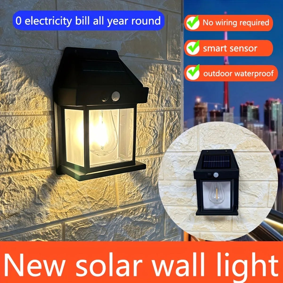 2026 ny utendørs solcellevegglampe
