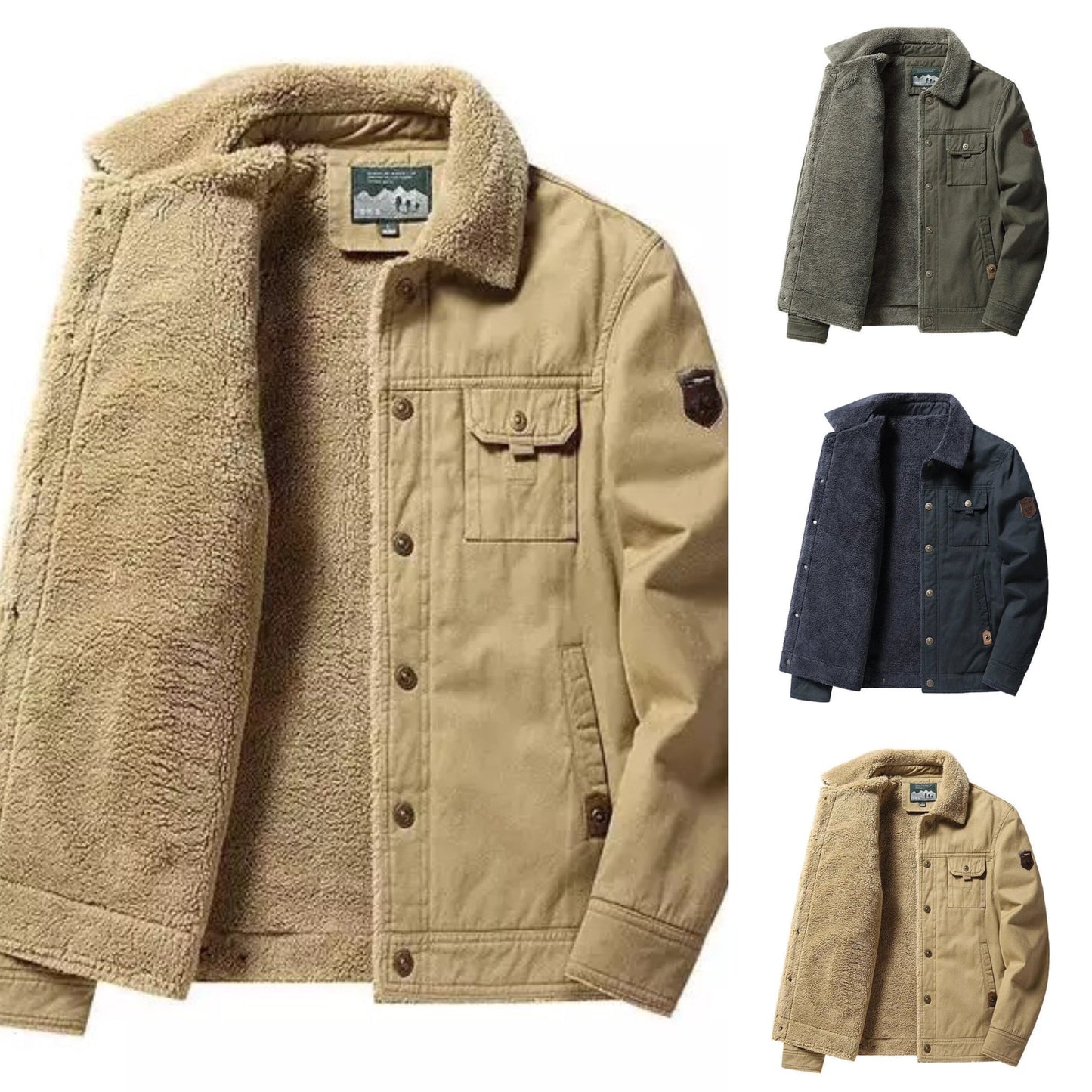 Fleece tykk, uformell termisk jakke for menn