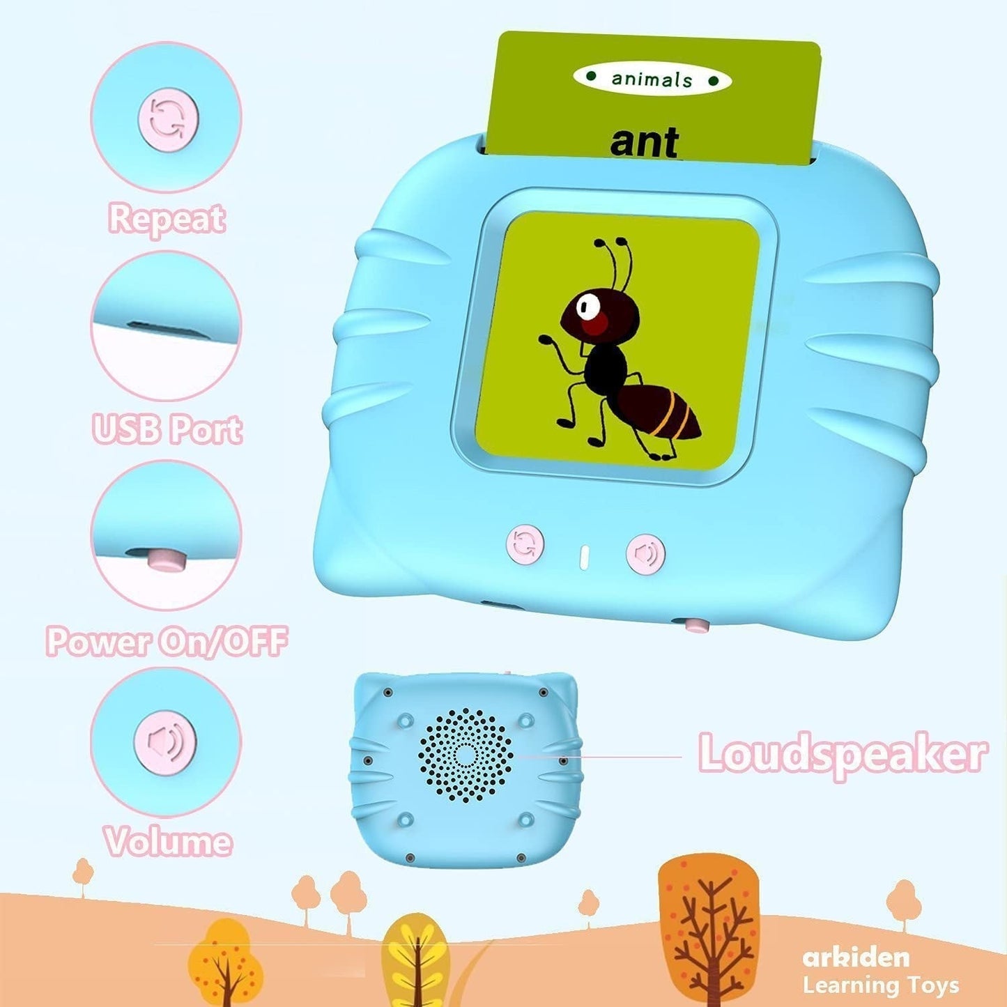 Hørbar Flashcard-enhet + Flashcards for barn
