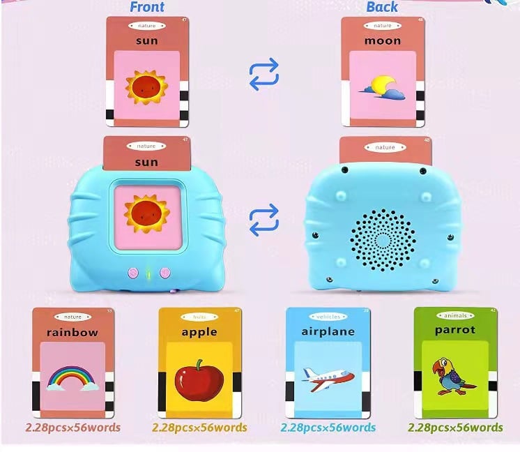 Hørbar Flashcard-enhet + Flashcards for barn