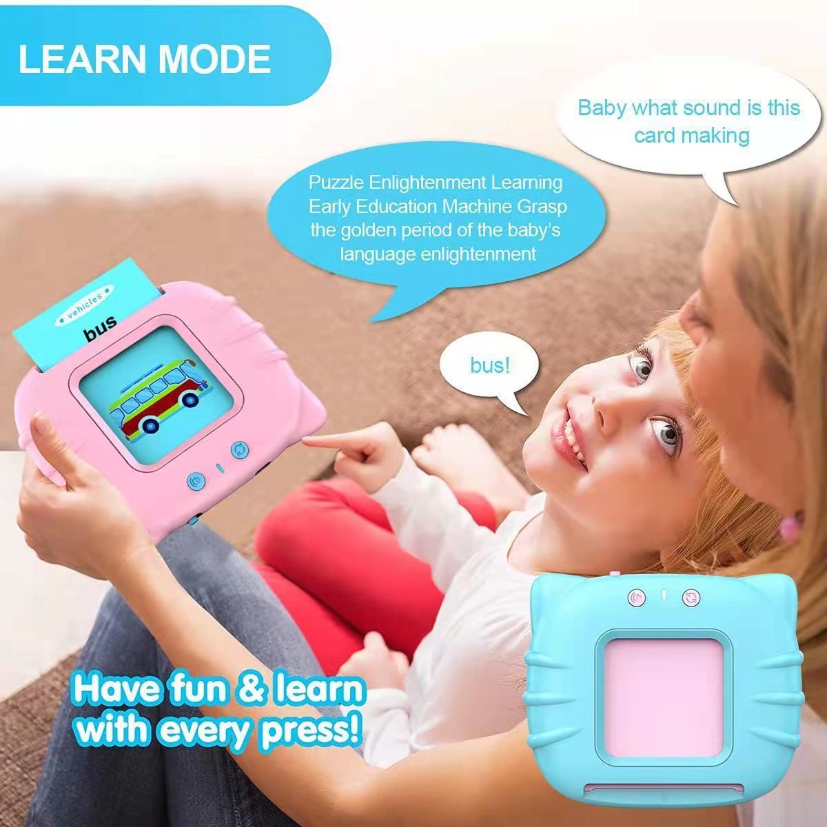 Hørbar Flashcard-enhet + Flashcards for barn