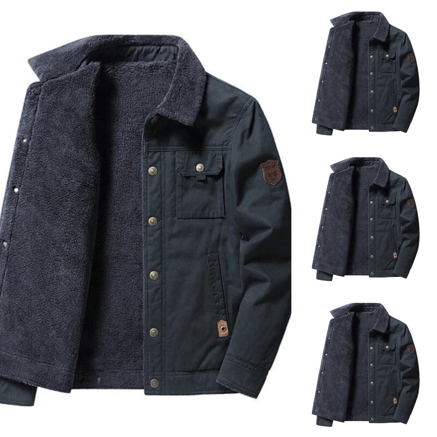 Fleece tykk, uformell termisk jakke for menn