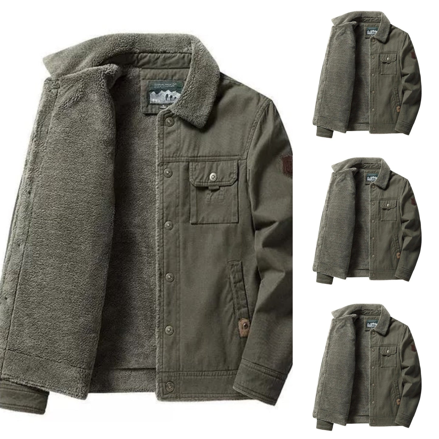 Fleece tykk, uformell termisk jakke for menn