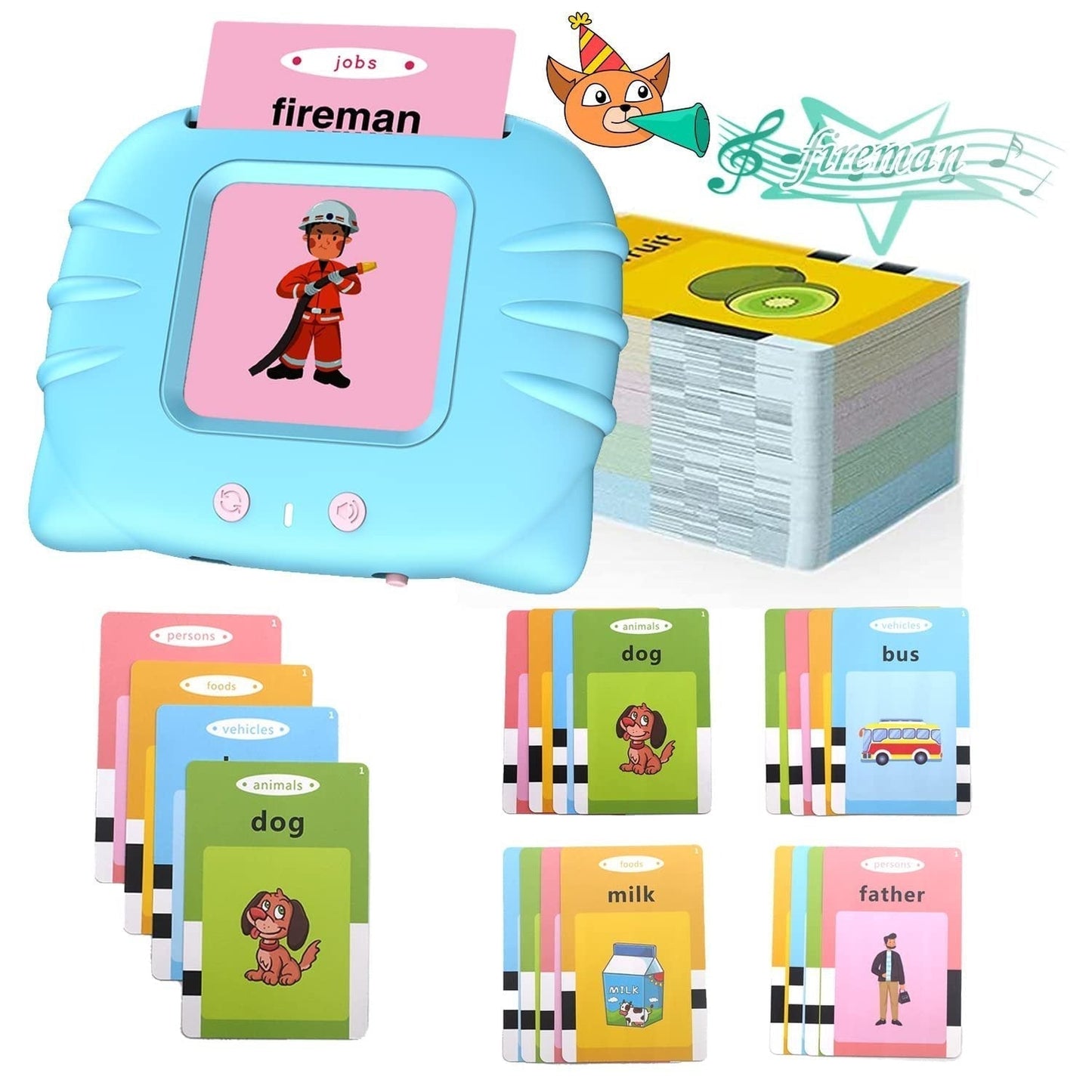 Hørbar Flashcard-enhet + Flashcards for barn